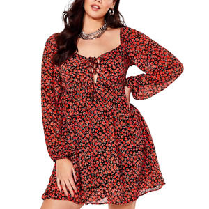Nasty Gal Plus Size Floral Tie Mini Dress